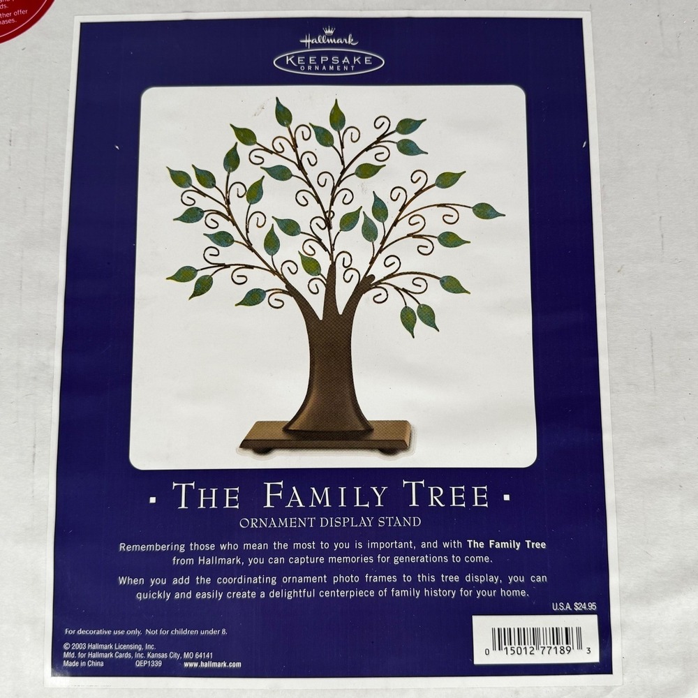 Hallmark Keepsake The Family Tree Ornament Display Stand Metal 2003 New In Box